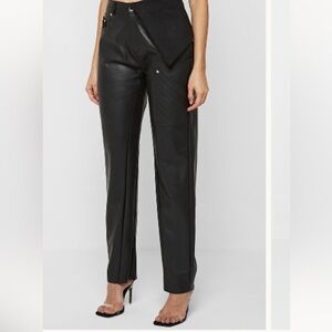 Manière De Voir - Faux Leather Pants with Ultra-Suede Flap